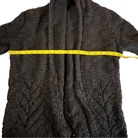 Calypso St Barth Wool & Silk Chunky Knit Blend Open Front Cardigan Sweater Black - Picture 7 of 12